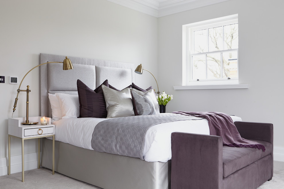 Design ideas for a contemporary bedroom in London.