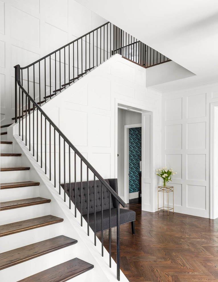 This is an example of a small transitional staircase in Dallas.