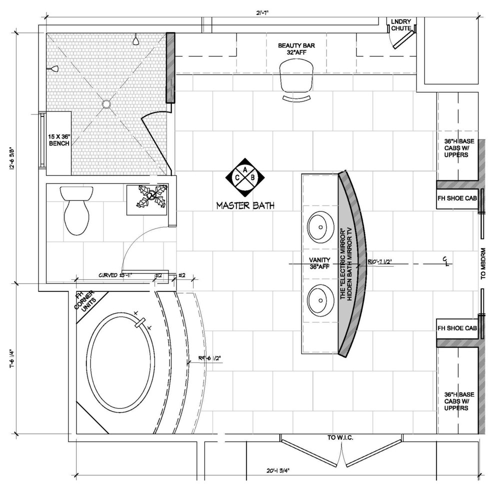 Contemporary Master bathroom: floor plan drawing