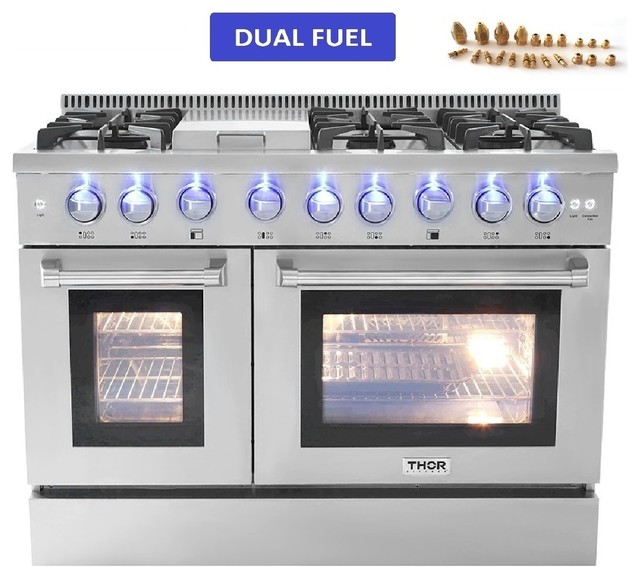 Thor Kitchen 48" Dual Fuel Range 6 Burner With Griddle and Double Oven