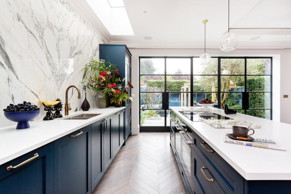 Design ideas for a transitional kitchen in London.