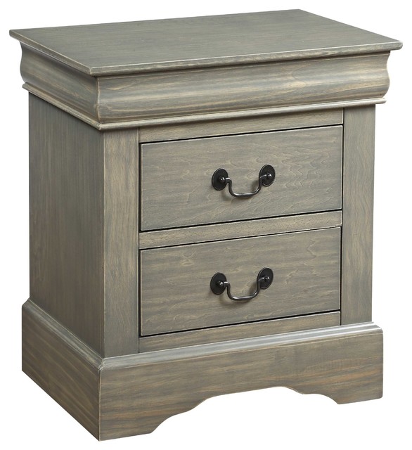 Wooden Nightstand, Antique Gray Transitional Nightstands And