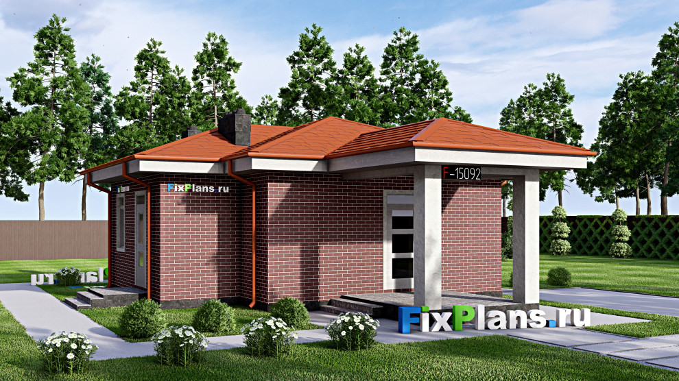 Проект одноэтажного дома 11х10м S44м2 F-15092
