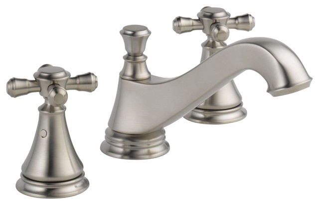 Delta Cidy Cross Handle Widespread Faucet Stainless Steel With Delta Cidy Cross Handle Widespread Faucet Stainless Steel With Drain D1789v