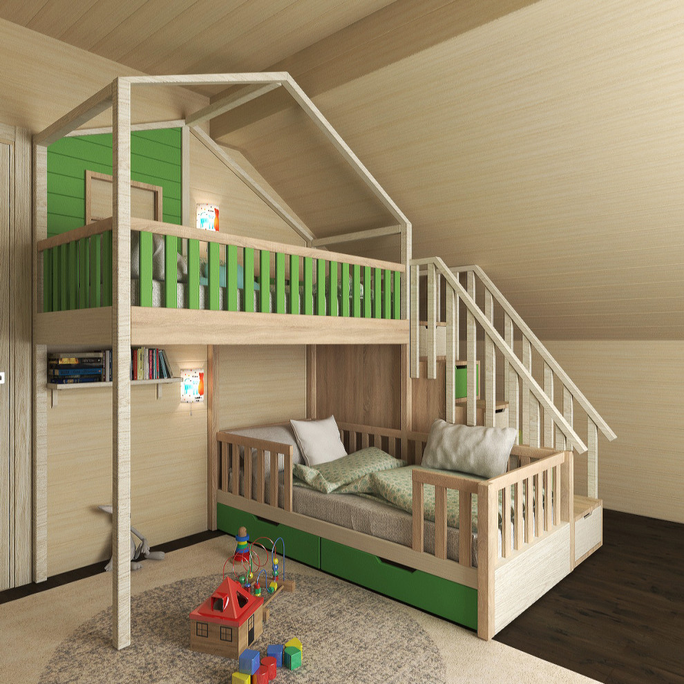 Кровать-домик в скандинавском стиле для детской спальни