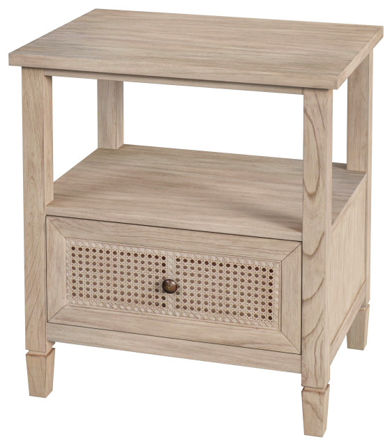 Flagstaff 1Drawer Cane and Wood Nightstand Tropical Nightstands