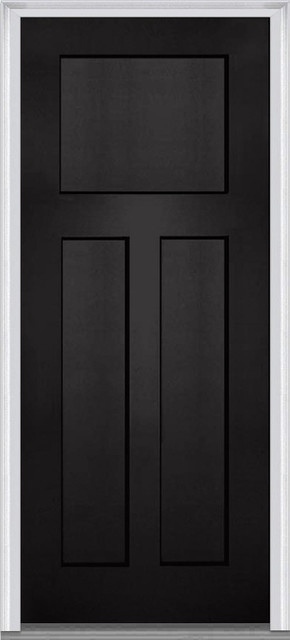 3 Panel Shaker Fiberglass Black Front Door - Contemporary - Front Doors ...