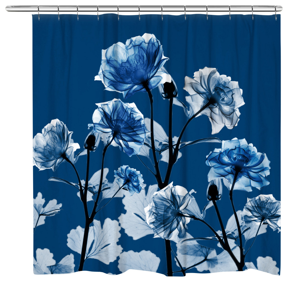 Bloomed Indigo XRay Shower Curtain Contemporary Shower Curtains