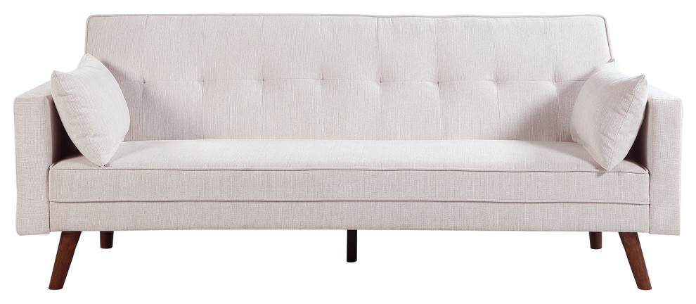 Evelina Convertible Sleeper Sofa With Pillows, Beige