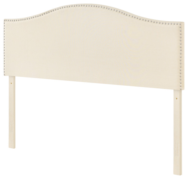 Camelback Nail Trimmed Upholstered Headboard Transitional