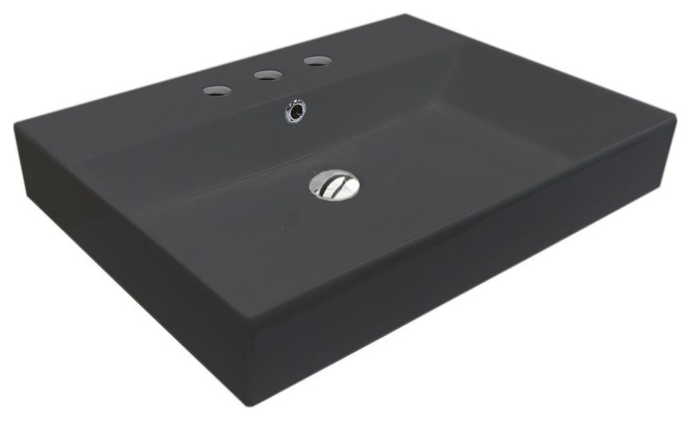 Energy 60.03 Bathroom Sink in Matte Black with Three Faucet Holes