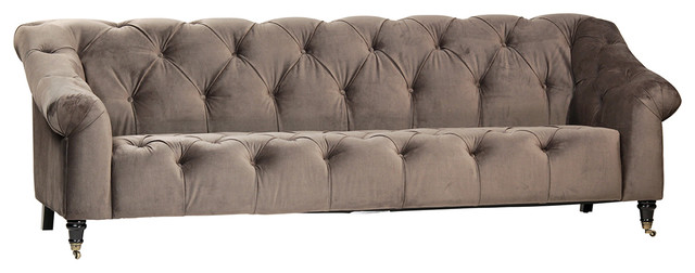 Gray Velvet Tufted Sofa Traditional Sofas By Design Mix Furniture Gray Velvet Tufted Sofa
