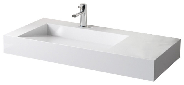 Badeloft Stone Resin Wall-mounted Sink, Matte White