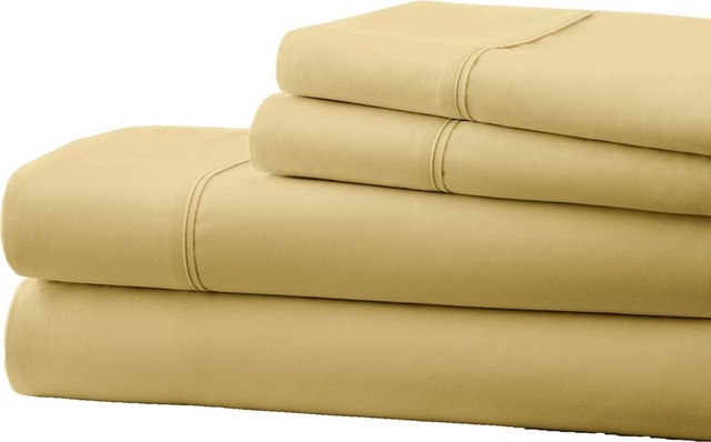 Becky Cameron Luxury 4-Piece Bed Sheet Set, California King, Gold