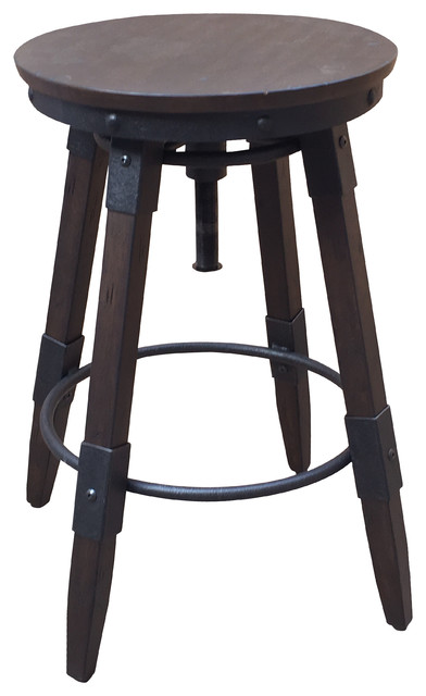 Vintage Style Swivel Backless Barstool Distressed Chocolate Vintage Style Swivel Backless Barstool Distressed Chocolate