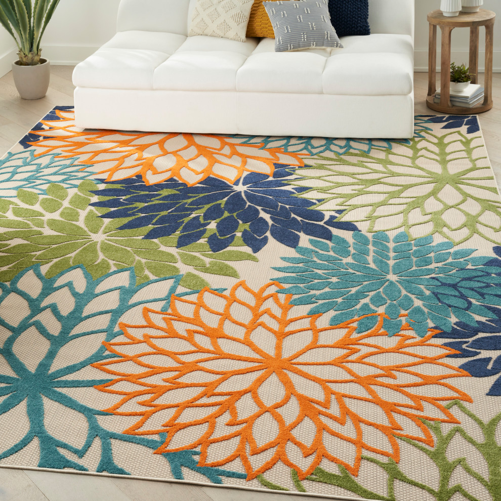 Nourison Home 9'x12' Aloha Multi-Color Indoor-Outdoor Area Rug, 9'x12 ...