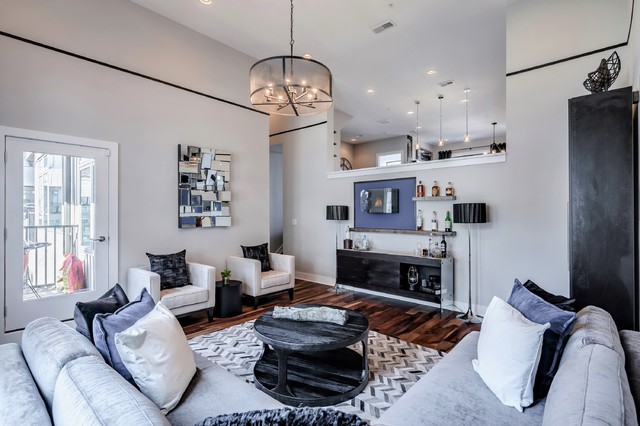 Transitional Living Room nyklassisk-vardagsrum