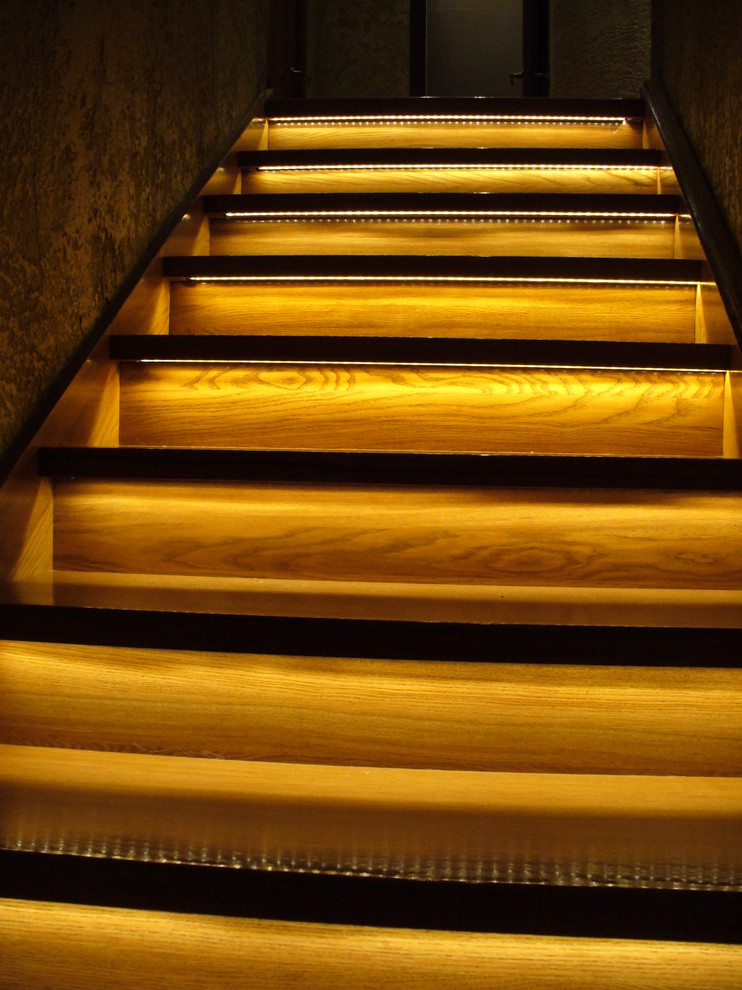 stairs with white LED lights