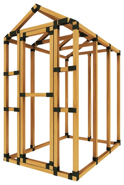 4ft W X 6ft D E Z Frame Basic Storage Shed Kit Farmhouse Sheds By E Z Frame Structures Shelters Llc Houzz