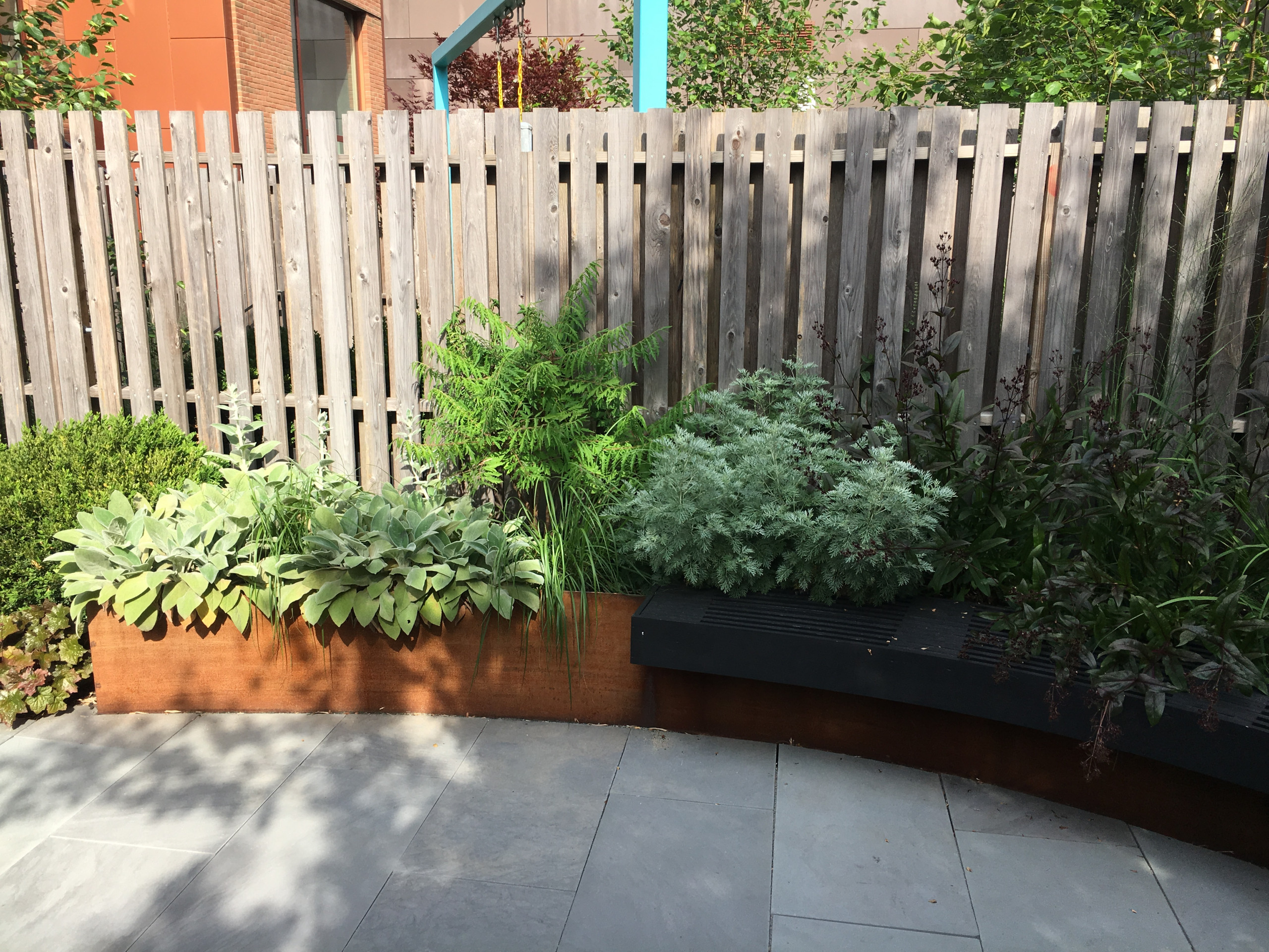 Modern Garden with Curved Corten Border