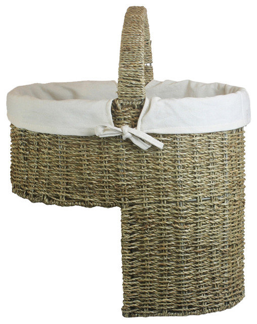 Seagrass White Cotton Lined Stair Basket
