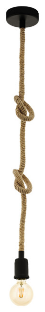 Rampside Single Light Rope Pendant, Black Finish - Beach Style ...