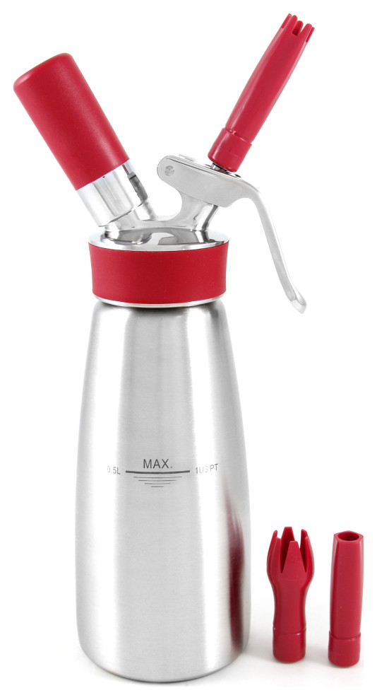 iSi Professional Brushed Stainless Steel Gourmet Whip Cream Whipper, 1