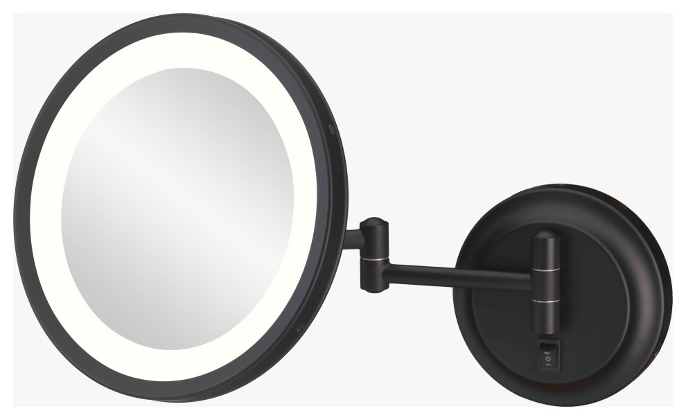 944-2 Kimball And Young Single-Sided LED Round Arm Wall Mirror - Hardwired, Matt
