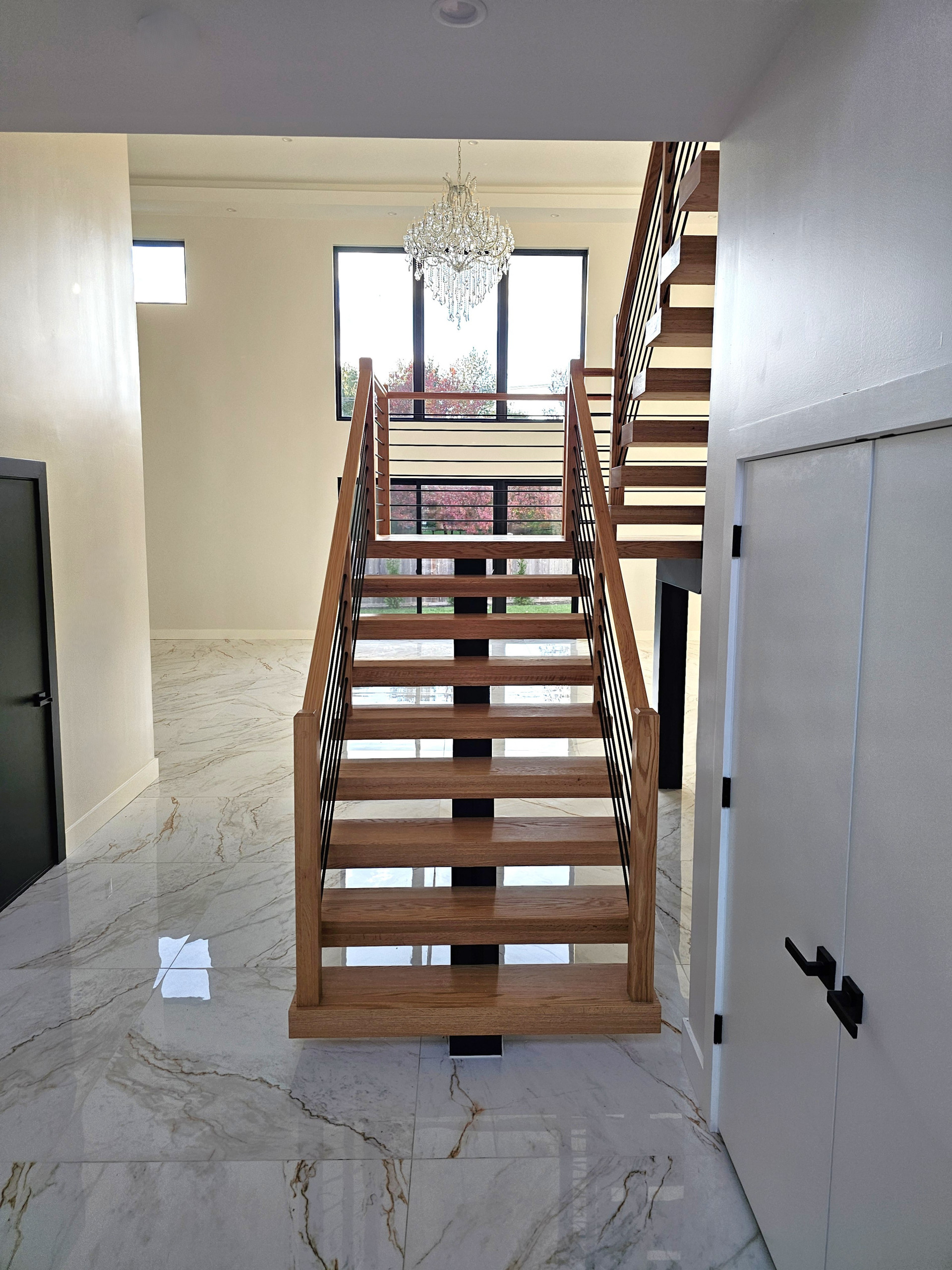 143_Modern Floating Red Oak and Metal Staircase, Sterling, VA