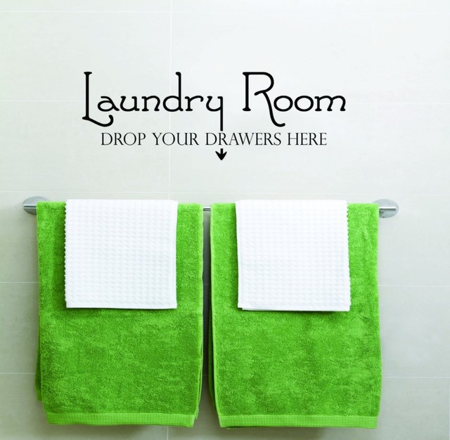 Laundry Room Picture Art Vinyl Decal, 12x30" Contemporary Wall