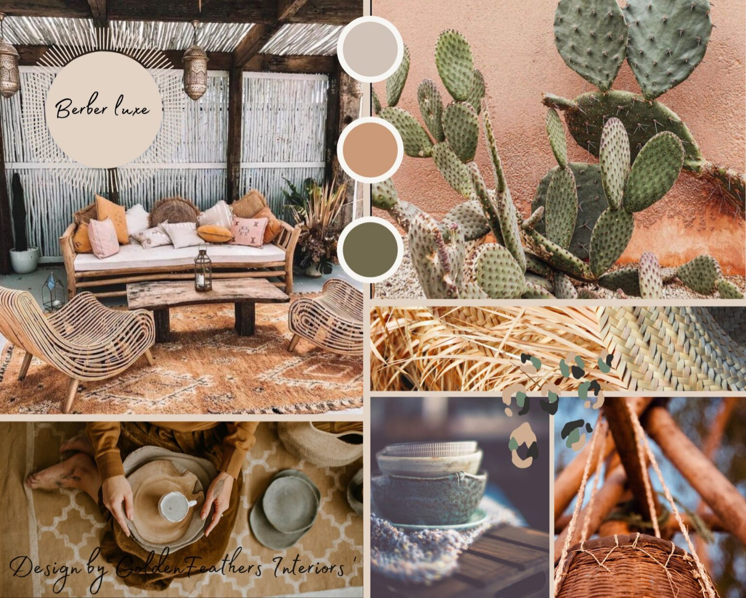 Berber Luxe:   This is a palette we will se a lot of this year. Its earthy, grounding and secure, and suitable for all seasons. This scheme has an informal, calming feel. Its understated and welcoming