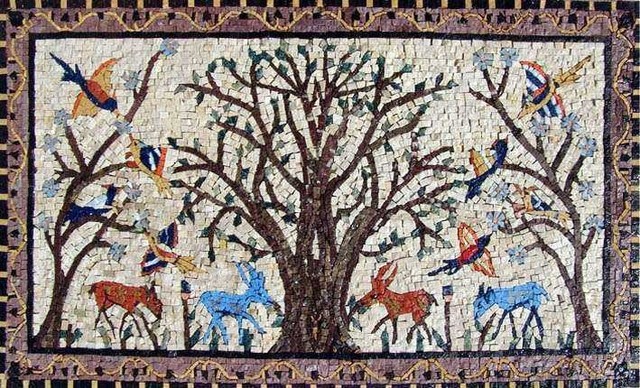 African Mosaic Art, Tree Of Life, 23"x39"