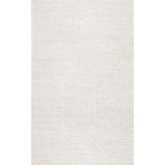 nuLOOM Braided Wool Hand Woven Chunky Cable Rug, Off White, 8'x10'