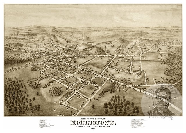 Historic Morristown, NJ Map 1876, Vintage New Jersey Art Print Decor ...