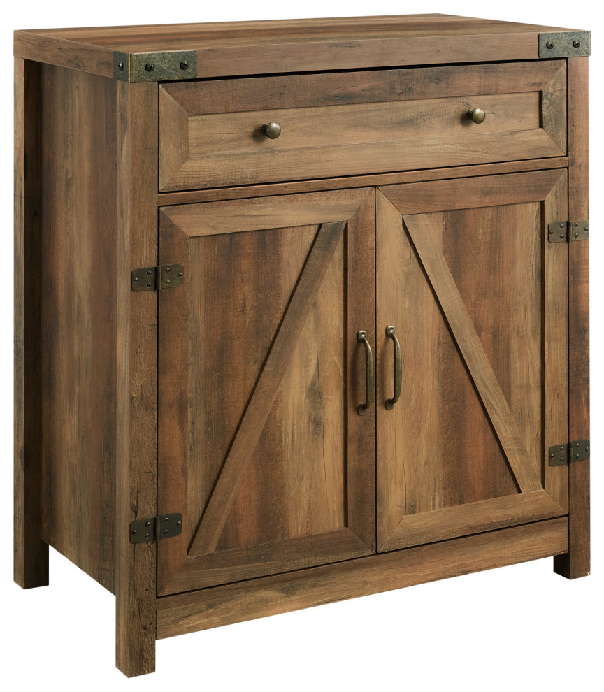 30" Farmhouse Barn Door Accent Reclaimed Barnwood Transitional Accent Chests And