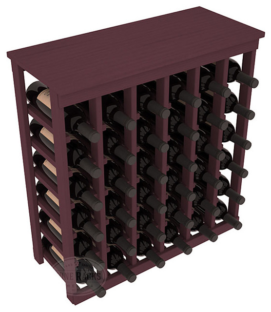 36 Bottle Kitchen Wine Rack in Pine with Burgundy Stain