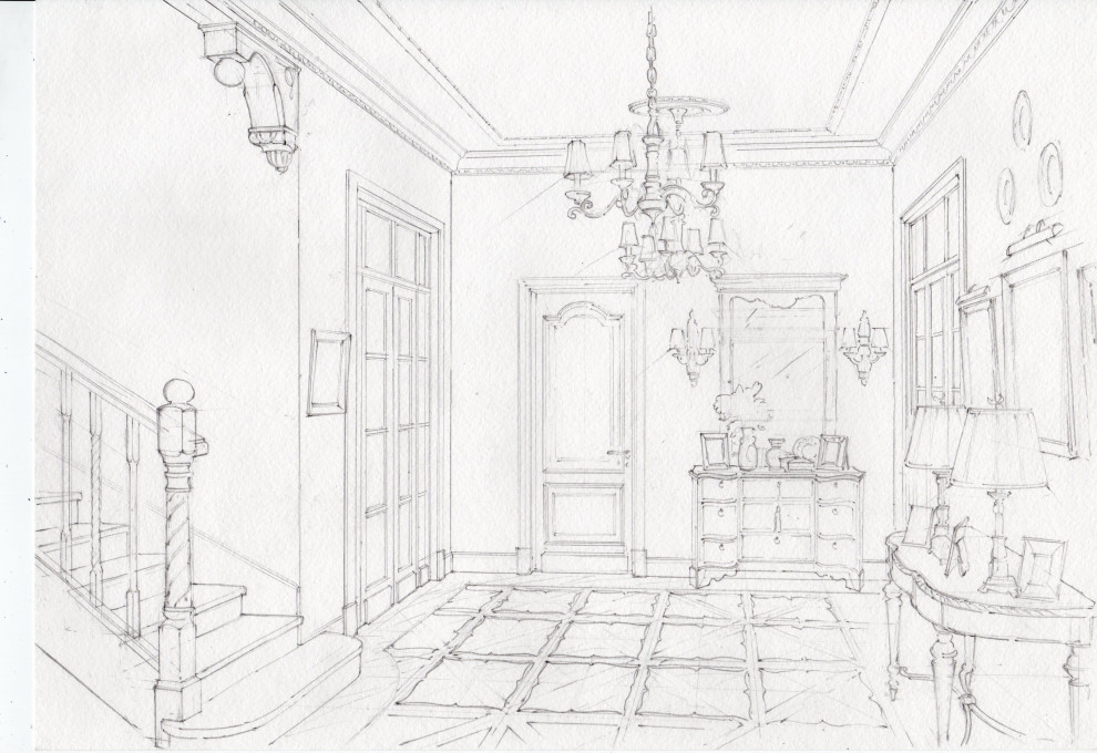 Акварельные эскизы к проекту: Загородного дома в стиле Прованс.