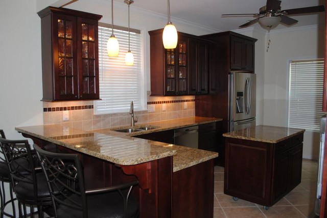 Maple Cabinets in Cranberry with Black Stain, NV Gold ...