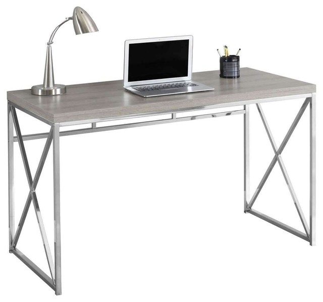 Computer Desk 48 L Dark Taupe Silver Metal Desks And Hutches Computer Desk 48 L Dark Taupe Silver Metal Desks And Hutches By Lamporia