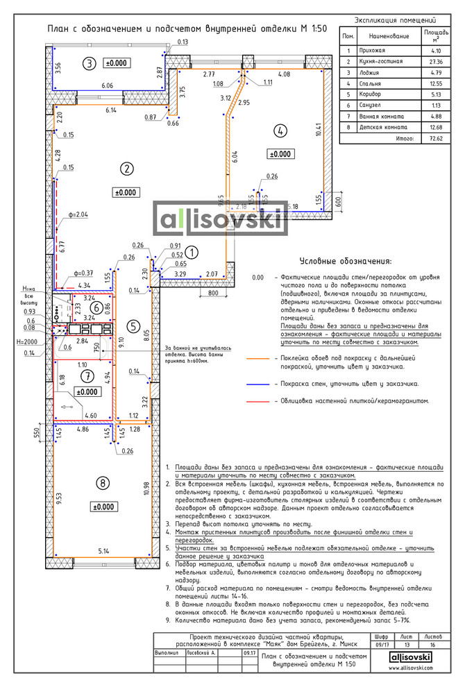 Проект технического дизайна для квартиры в Минске