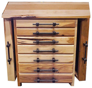 Jewelry Chest 7 Drawer 2 Sides Hickory Amish Box