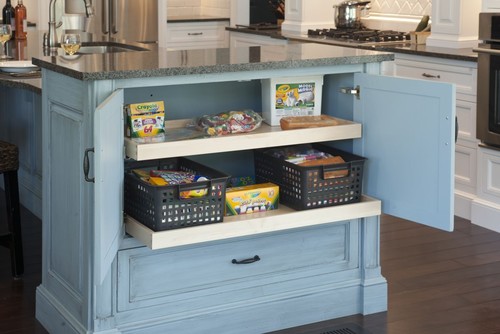 Kitchen School Supllies Cabinet with Blue Finish