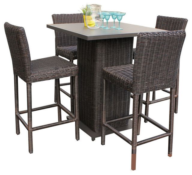 Venice Pub Table Set With Barstools 5 Piece Outdoor Wicker Patio Venice Pub Table Set With Barstools 5 Piece Outdoor Wicker Patio Furniture Tropical Dining Sets By Design Furnishings
