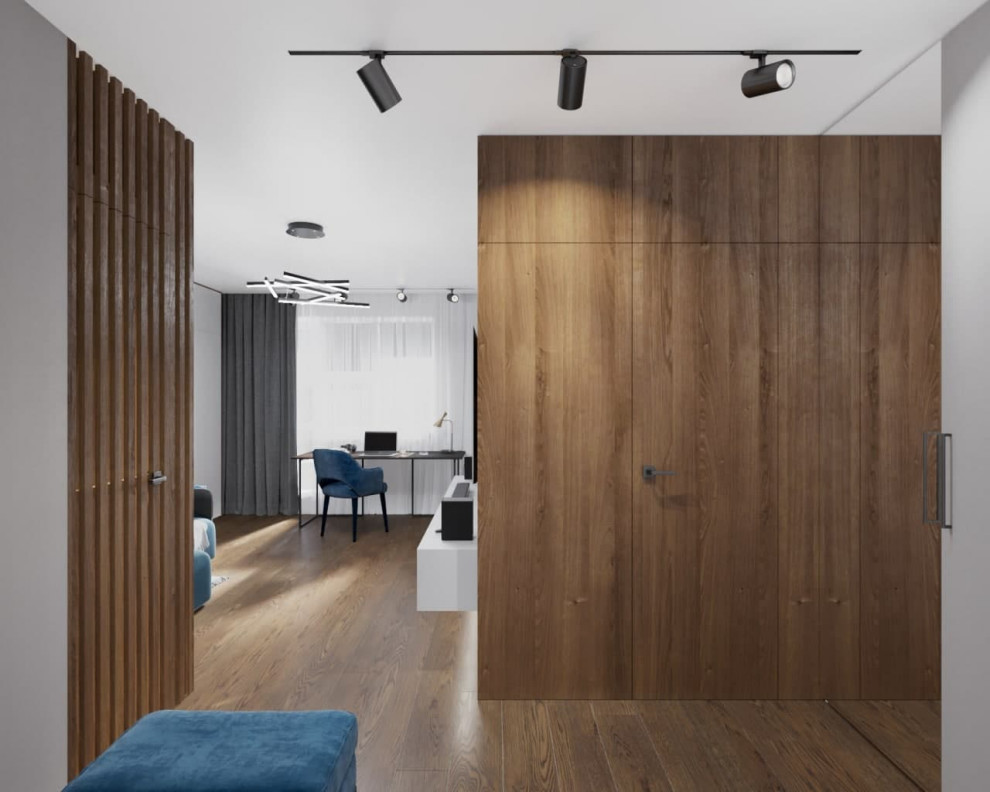 Современный функциональный интерьер 1 комнатной квартиры.