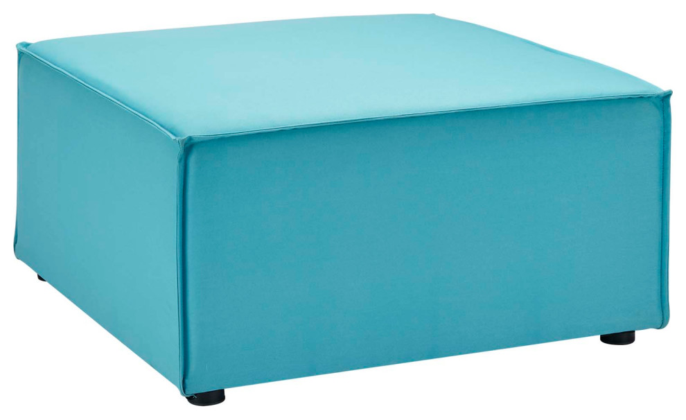 Saybrook Outdoor Patio Upholstered Sectional Sofa Ottoman, Turquoise