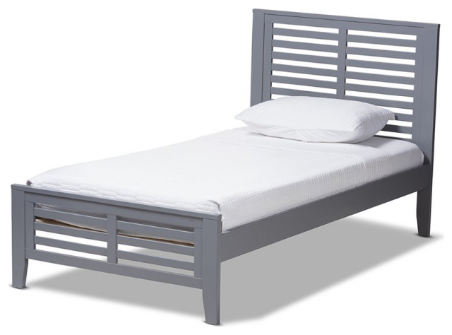 Baxton Studio Sedona Twin Slat Platform Bed in Gray