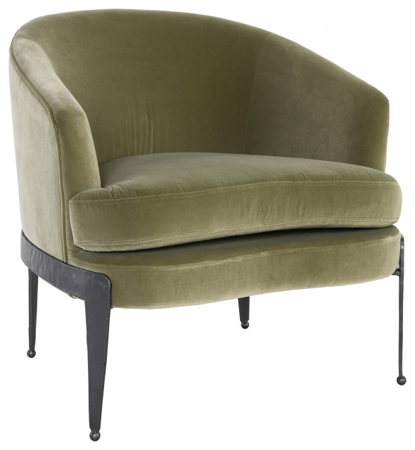 olive green barrel chair