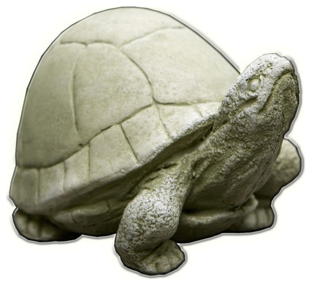 Box Turtle Cast Stone Garden Statue Beach Style Garden Statues And