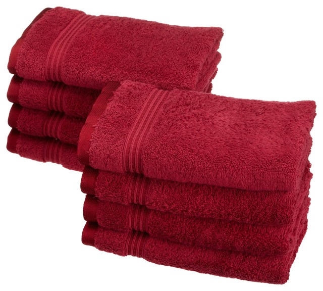 Superior Egyptian Cotton 8pc Hand Towel Set Traditional Bath Superior Egyptian Cotton 8pc Burgundy Hand Towel Set