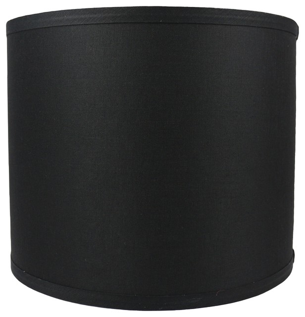 Classic Drum Smooth Linen Lamp Shade, Black, 12"